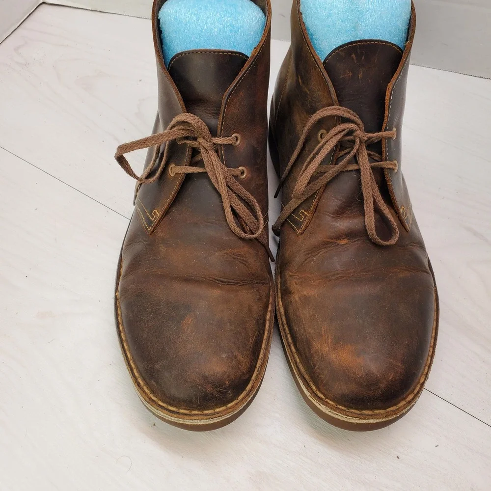 Clarks Desert Boots Beeswax Brown Leather Chukka Mens 11.5‎ M Classic Prep Indie